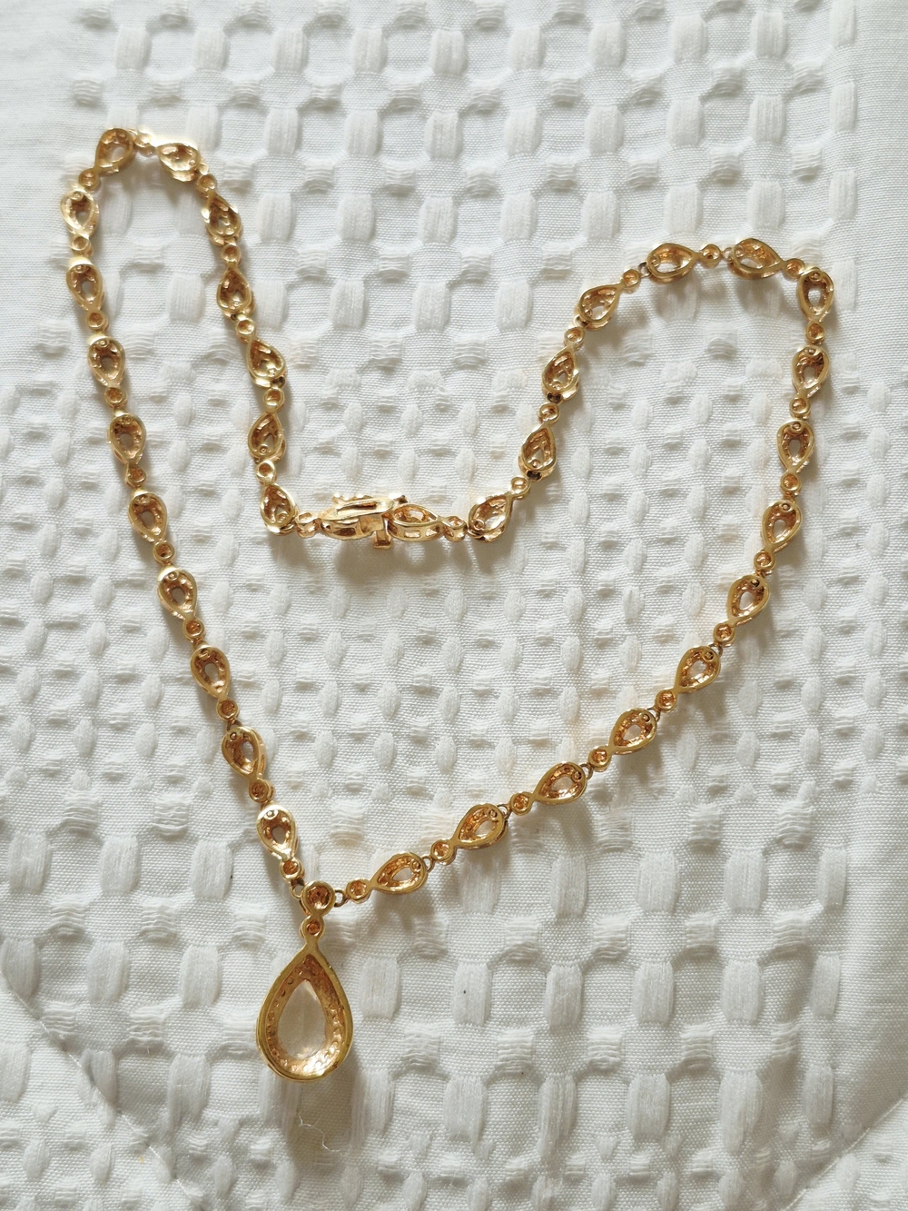 Vintage Gold Vermeil Teardrop Crystal Necklace - Picture 9 of 9